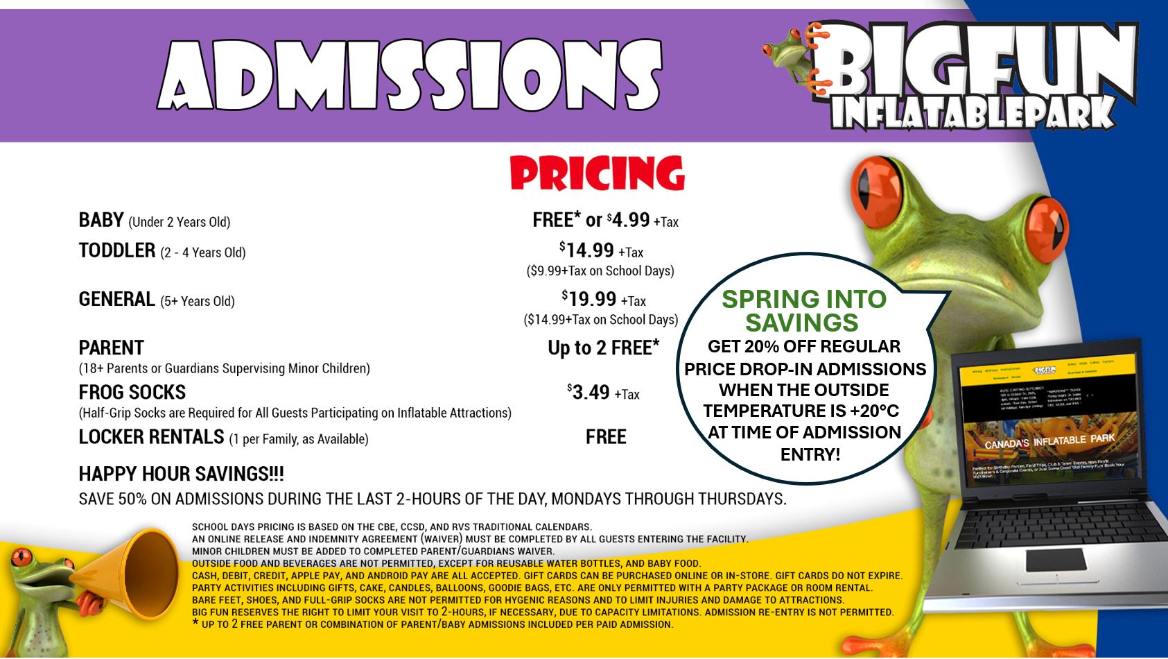 Spring Into Savings Admissions TV Signage