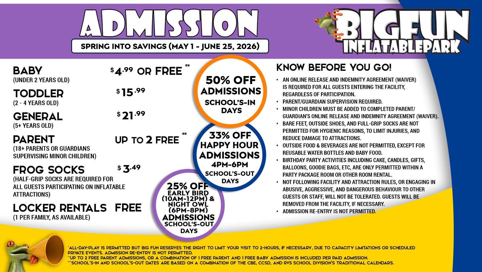 SPRING INTO SAVINGS Admissions Signage