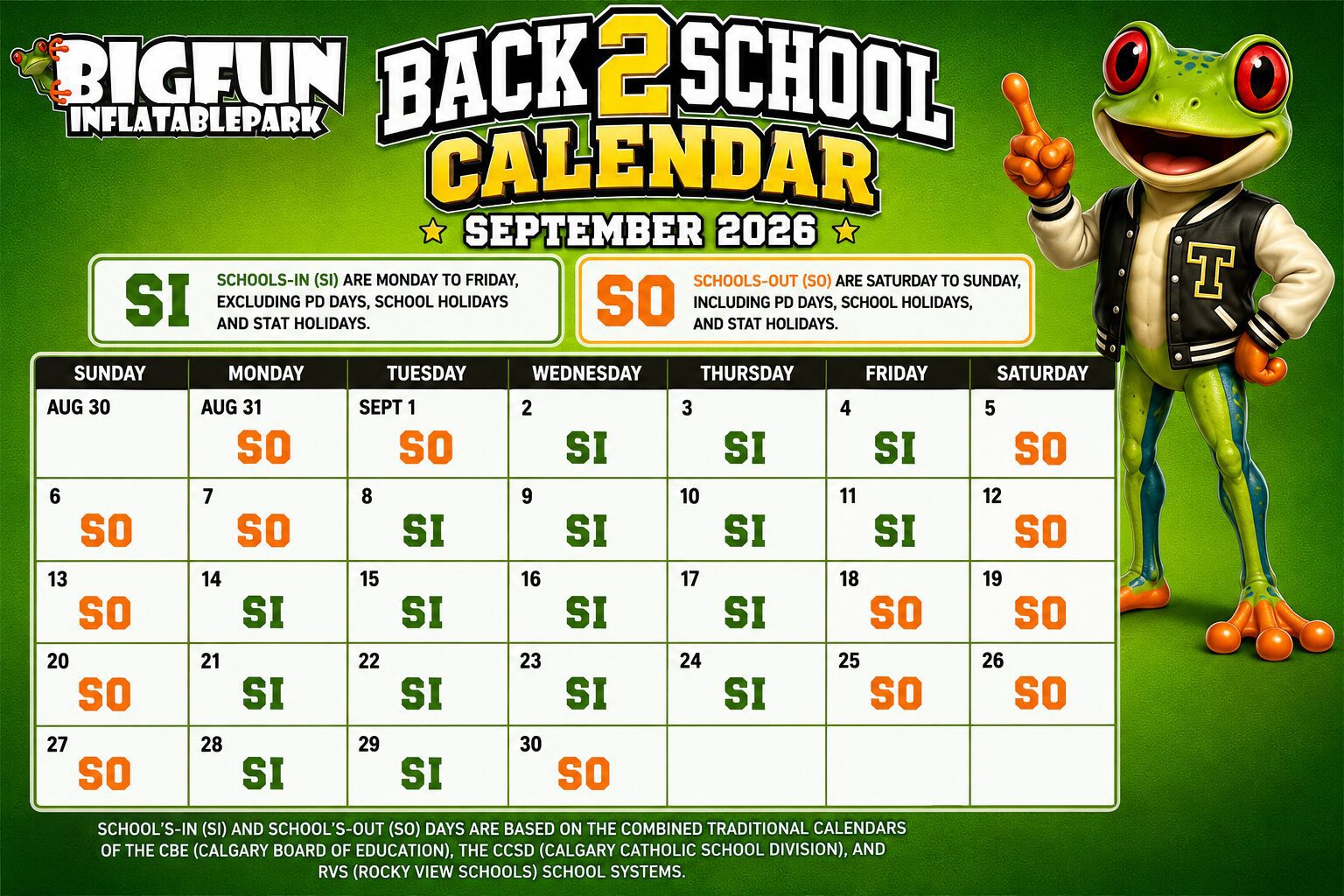 B2S SEPT 2026 CALENDAR
