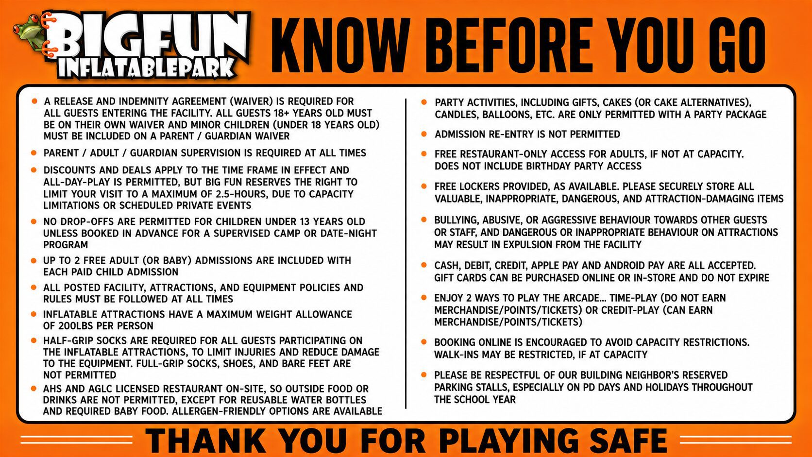 KNOW BEFORE YOU GO - UPDATED SEPT 2026